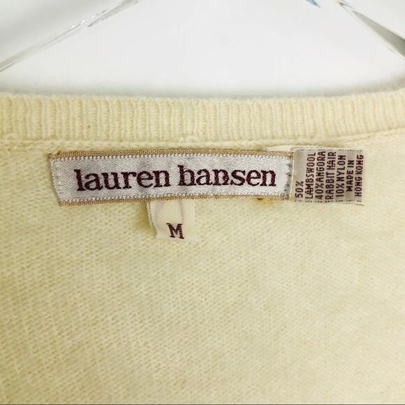 Vintage Embellished Cardigan Sweater Button Front Angora Wool Medium - Picture 8 of 9